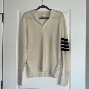Thom Browne sweater shirt top buttons made in Scotland polo stripes